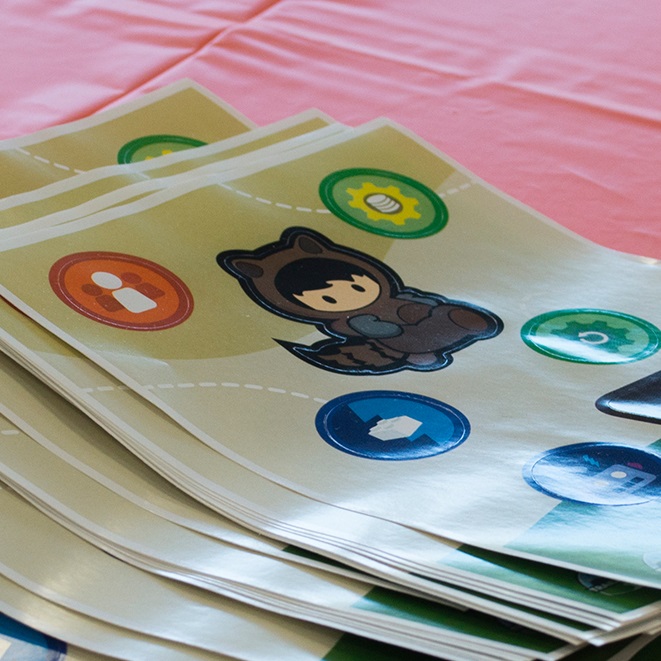 Astro stickers from Intro to Salesforce Trailhead