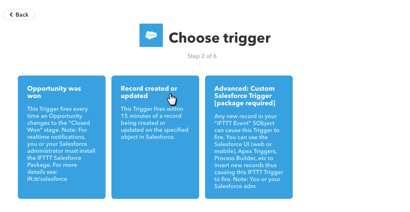 Choose Trigger Record Created